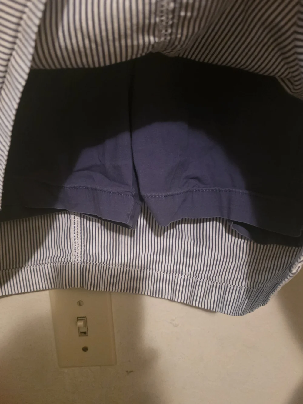Karen Scott Navy and White Pinstripe Mini Skort Size 8 Flawed